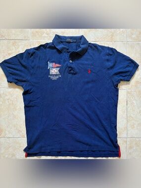 Polo by Ralph Lauren Navy Cotton Polo with Red Pony & Crest